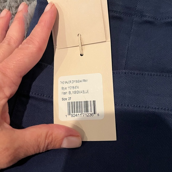 NWT Mother The Major Zip Sneak Fray Insignia Blue Straight Jean - Picture 11 of 15